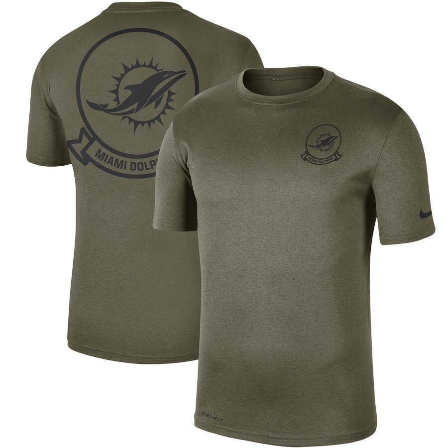 Men's Miami Dolphins Nike Olive 2019 Salute to Service Sideline Seal Legend Performance T Shirt
